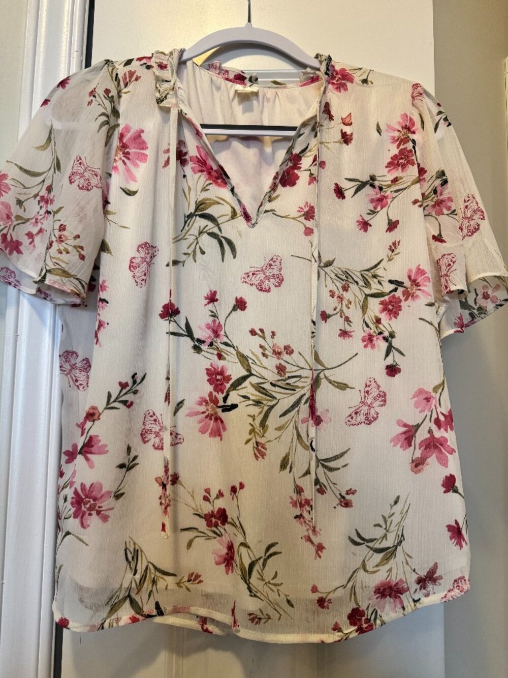 Beige floral Top, Size Small